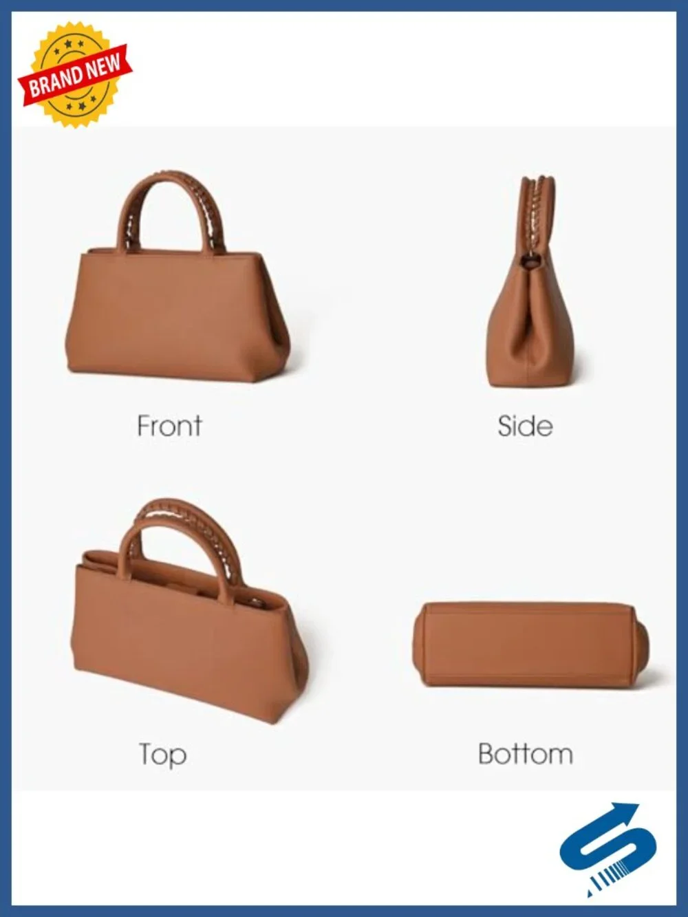 Full Grained Leather Mini Tote Bag with Adjustable Strap, Top Handle Purse and